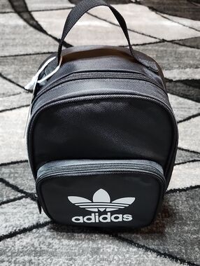 ADIDAS ORIGINALS BLACK 3-STRIPE INSTULATED FULL-ZIP LUNCH BAG